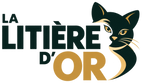 Logo La Litière d'Or vert foncé et doré avec chat